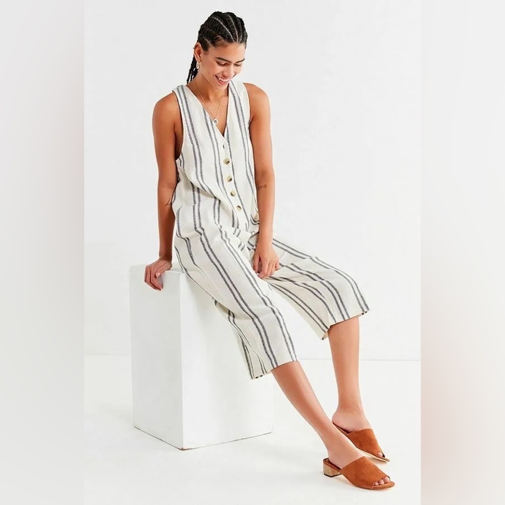 Urban Outfitters Jordan Jumpsuit XS Women Casual Striped One Piece - Picture 2 of 6